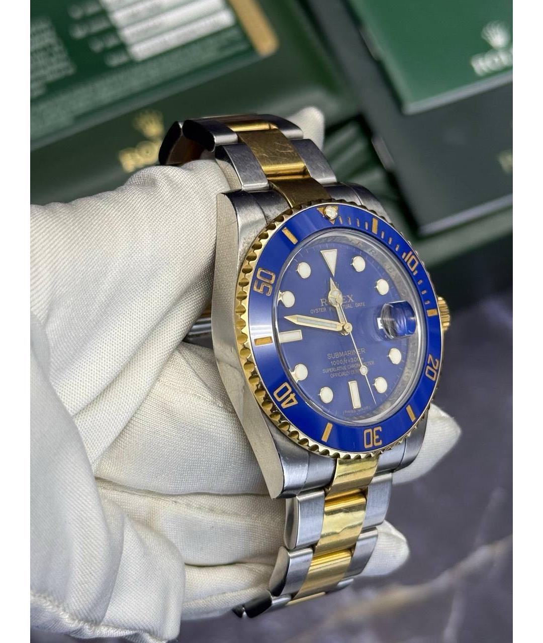 ROLEX Синие часы из желтого золота, фото 8