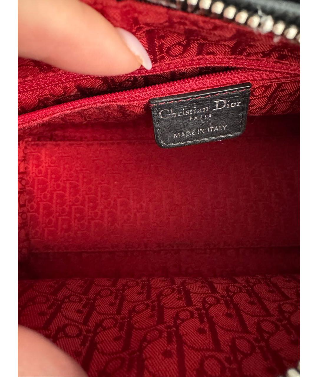 CHRISTIAN DIOR Черная кожаная сумка с короткими ручками, фото 5