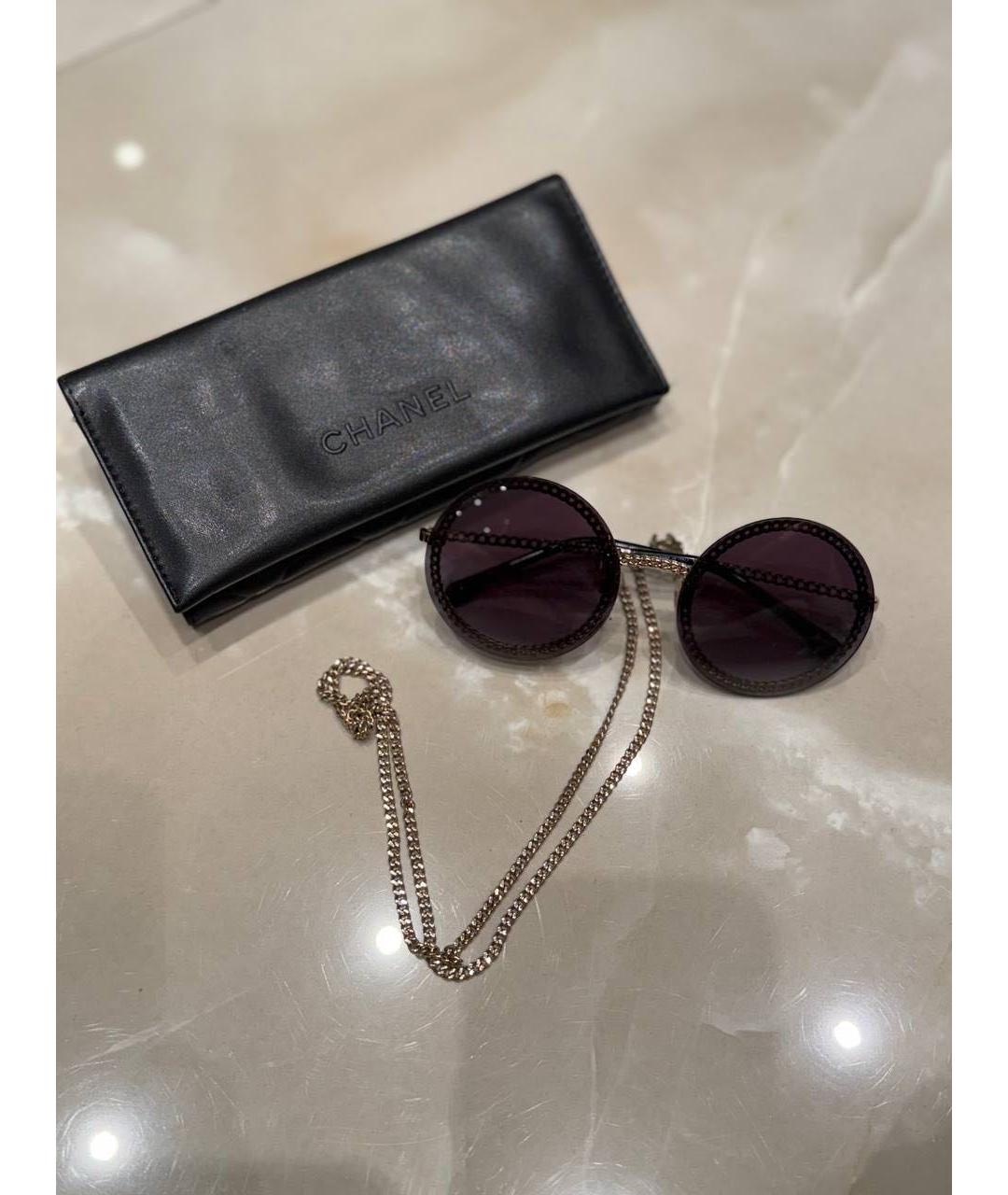 CHANEL Черные металлические солнцезащитные очки, фото 5