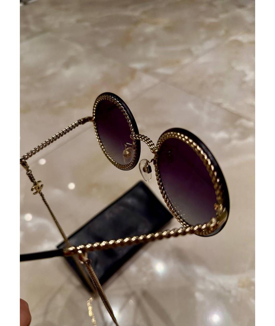 CHANEL Черные металлические солнцезащитные очки, фото 2