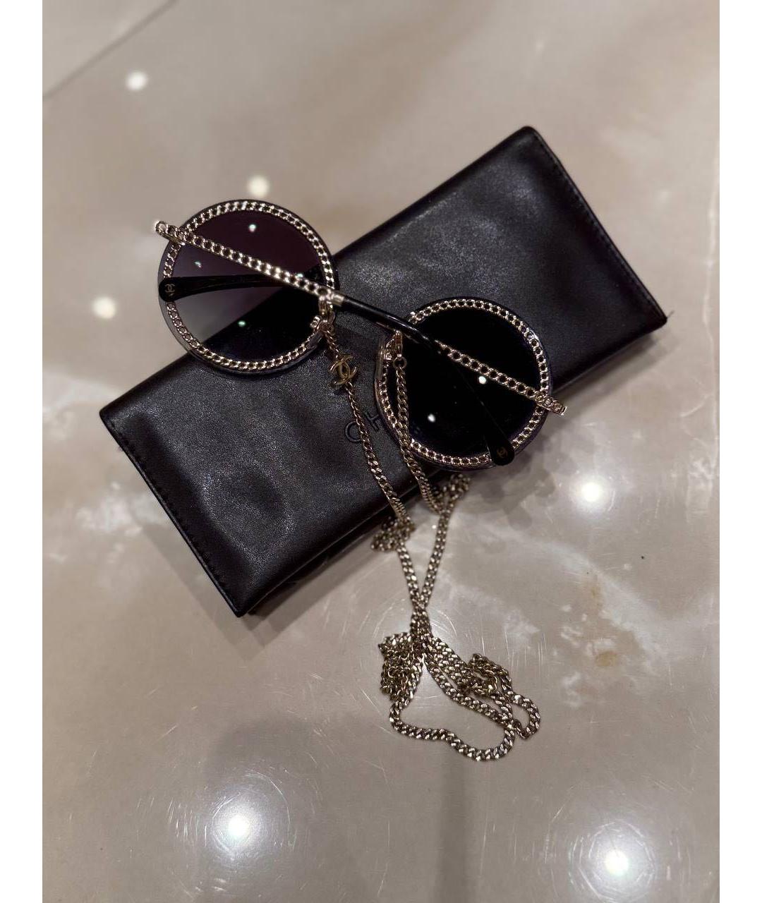 CHANEL Черные металлические солнцезащитные очки, фото 4