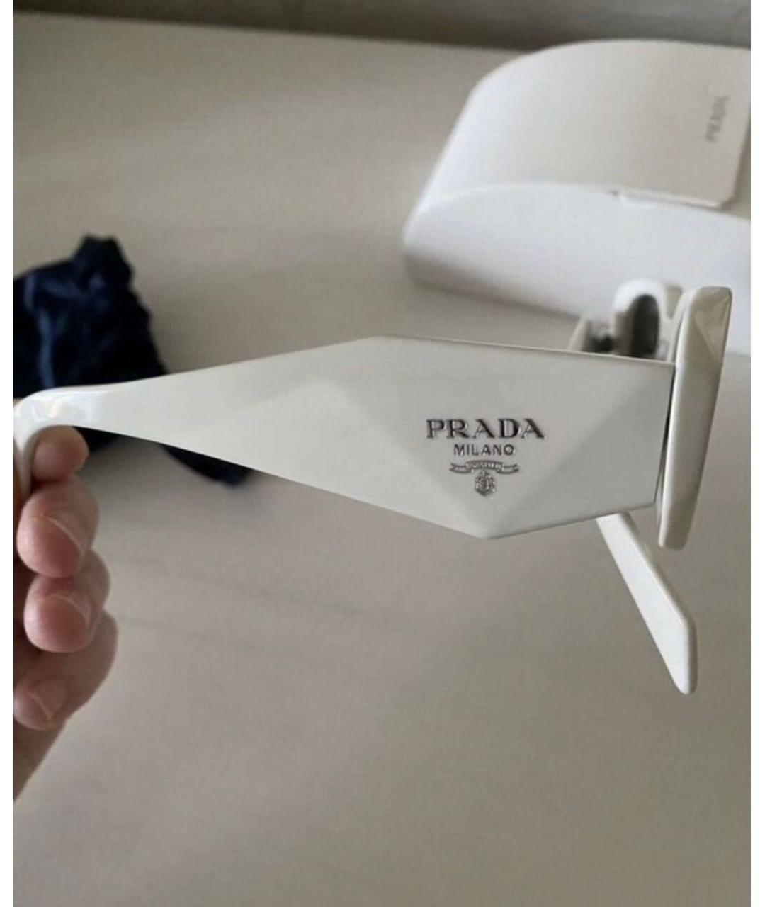 PRADA Белые пластиковые солнцезащитные очки, фото 3
