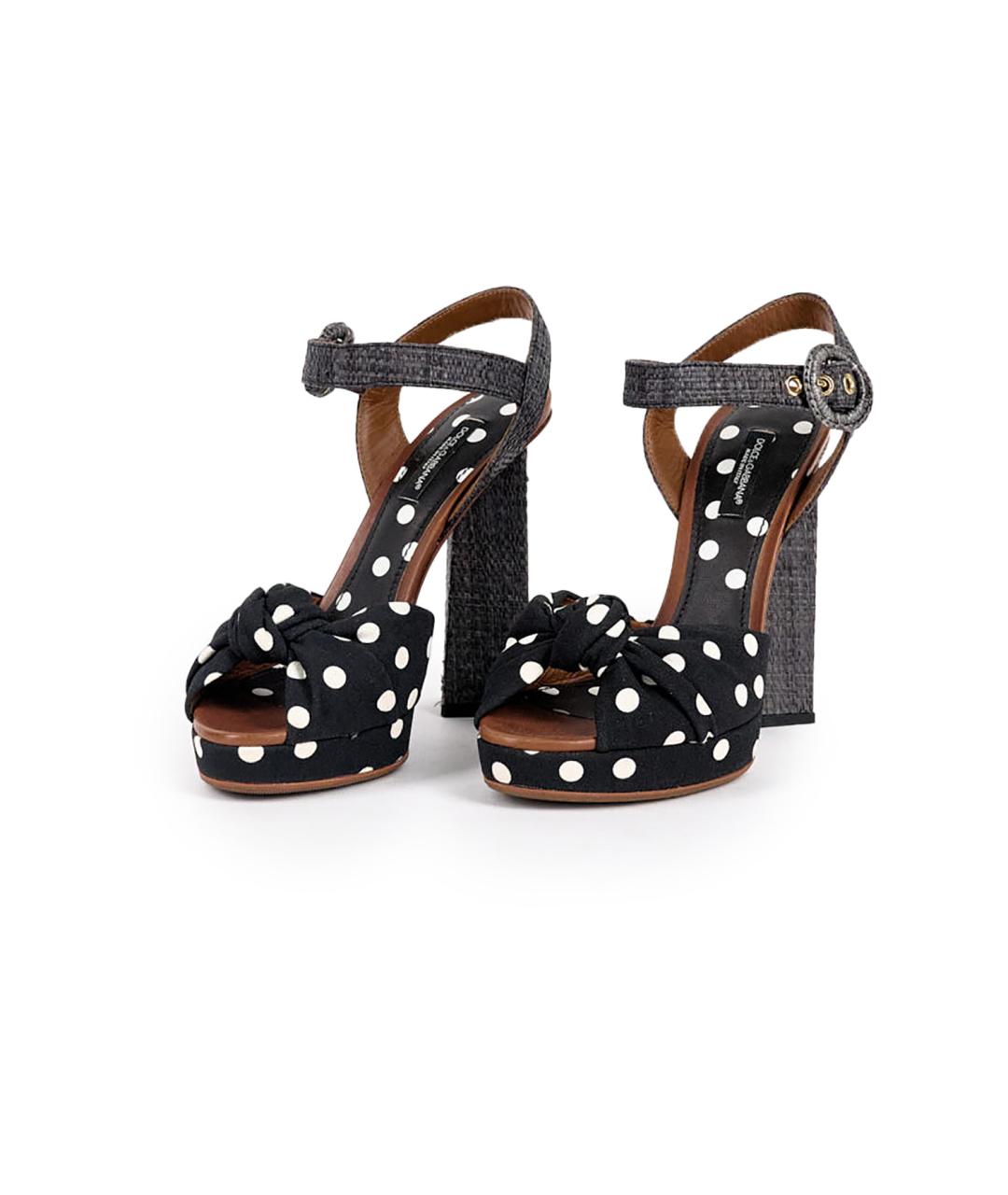 DOLCE&GABBANA Черные текстильные босоножки, фото 2