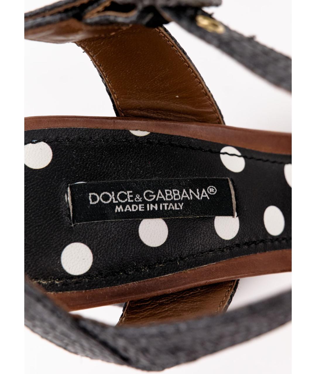 DOLCE&GABBANA Черные текстильные босоножки, фото 5
