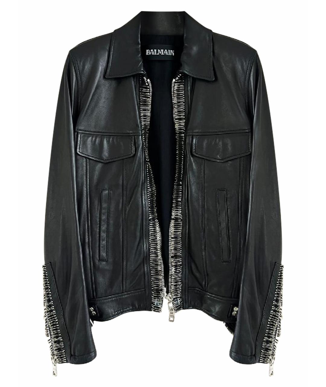 BALMAIN Черная кожаная куртка, фото 1