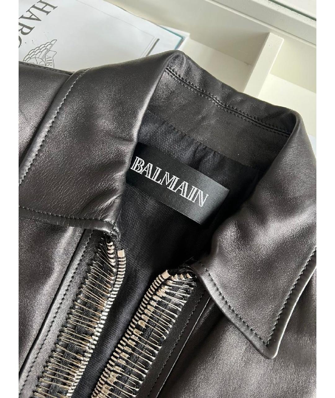 BALMAIN Черная кожаная куртка, фото 3