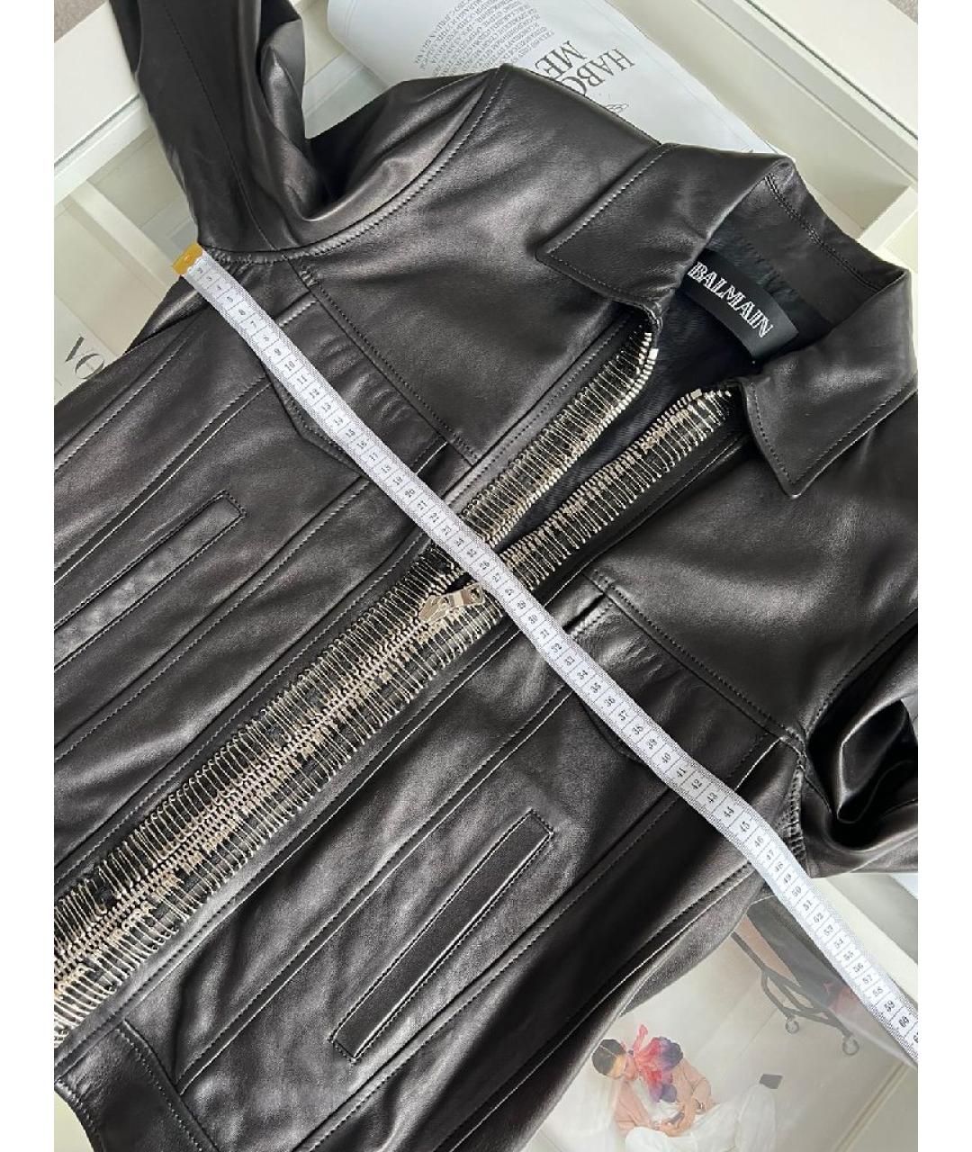 BALMAIN Черная кожаная куртка, фото 5