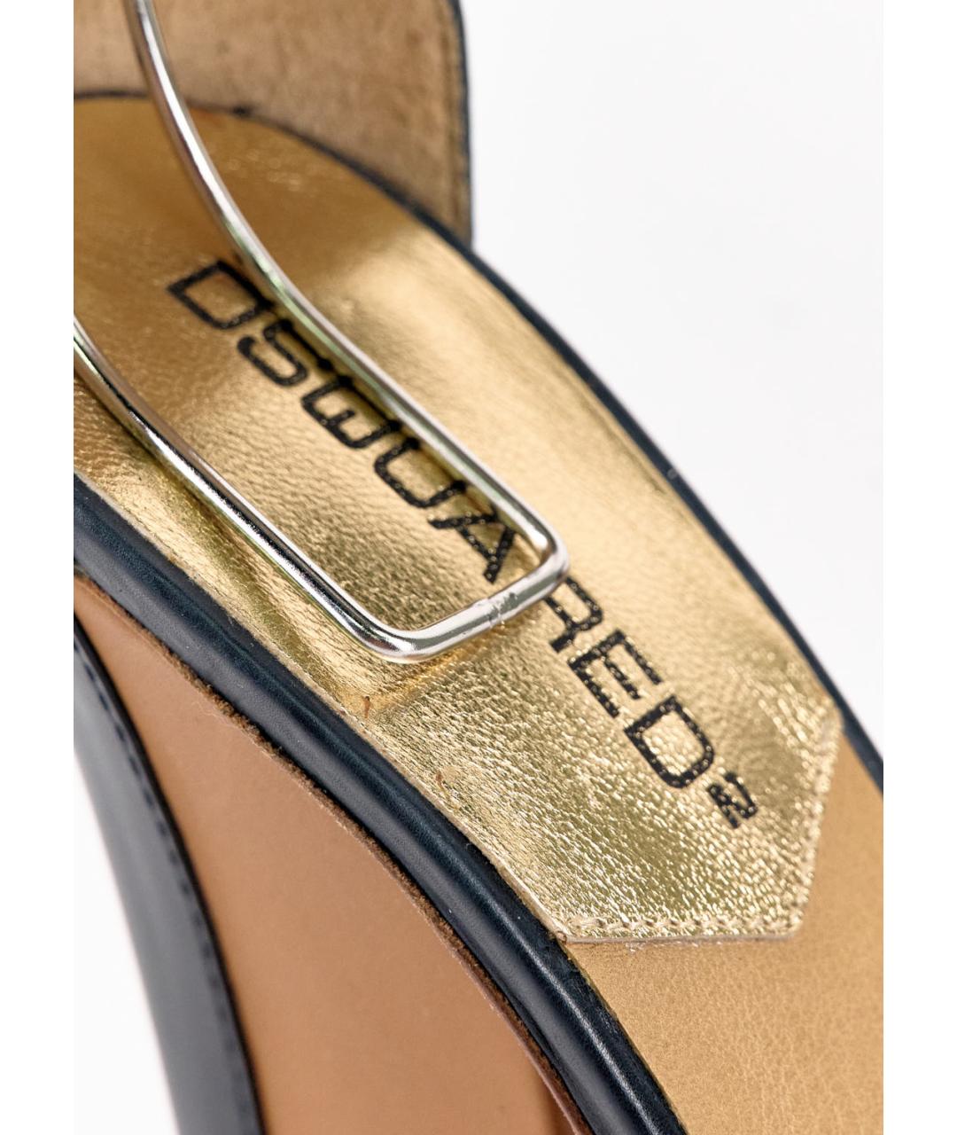 DSQUARED2 Черные кожаные босоножки, фото 5