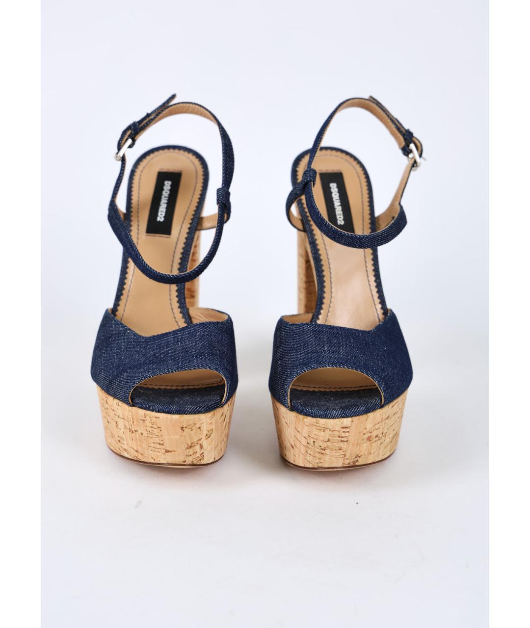 DSQUARED2 Синие текстильные босоножки, фото 3