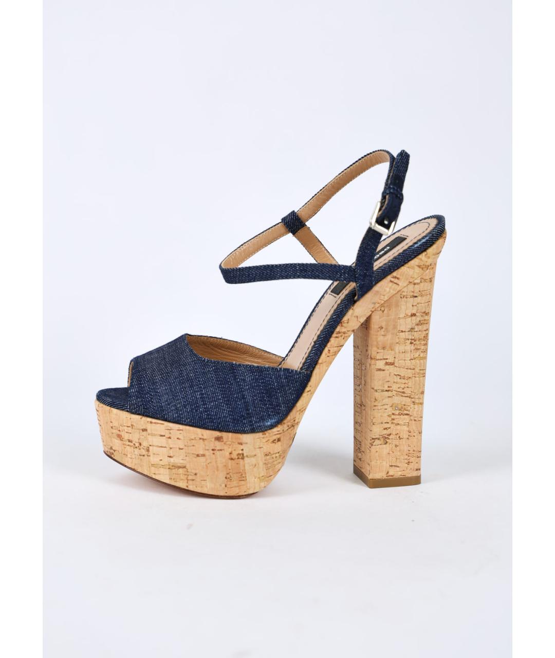 DSQUARED2 Синие текстильные босоножки, фото 7