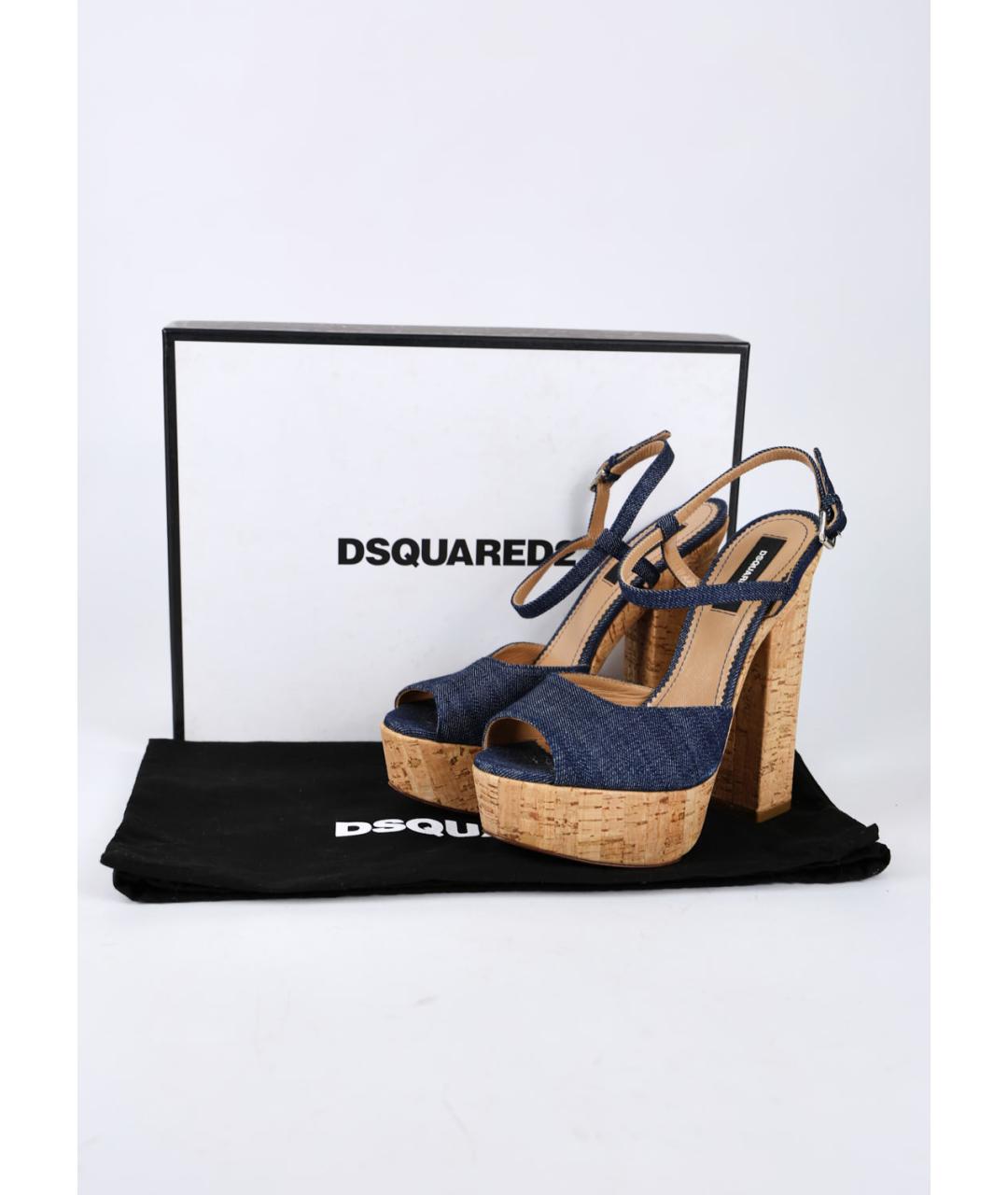 DSQUARED2 Синие текстильные босоножки, фото 6