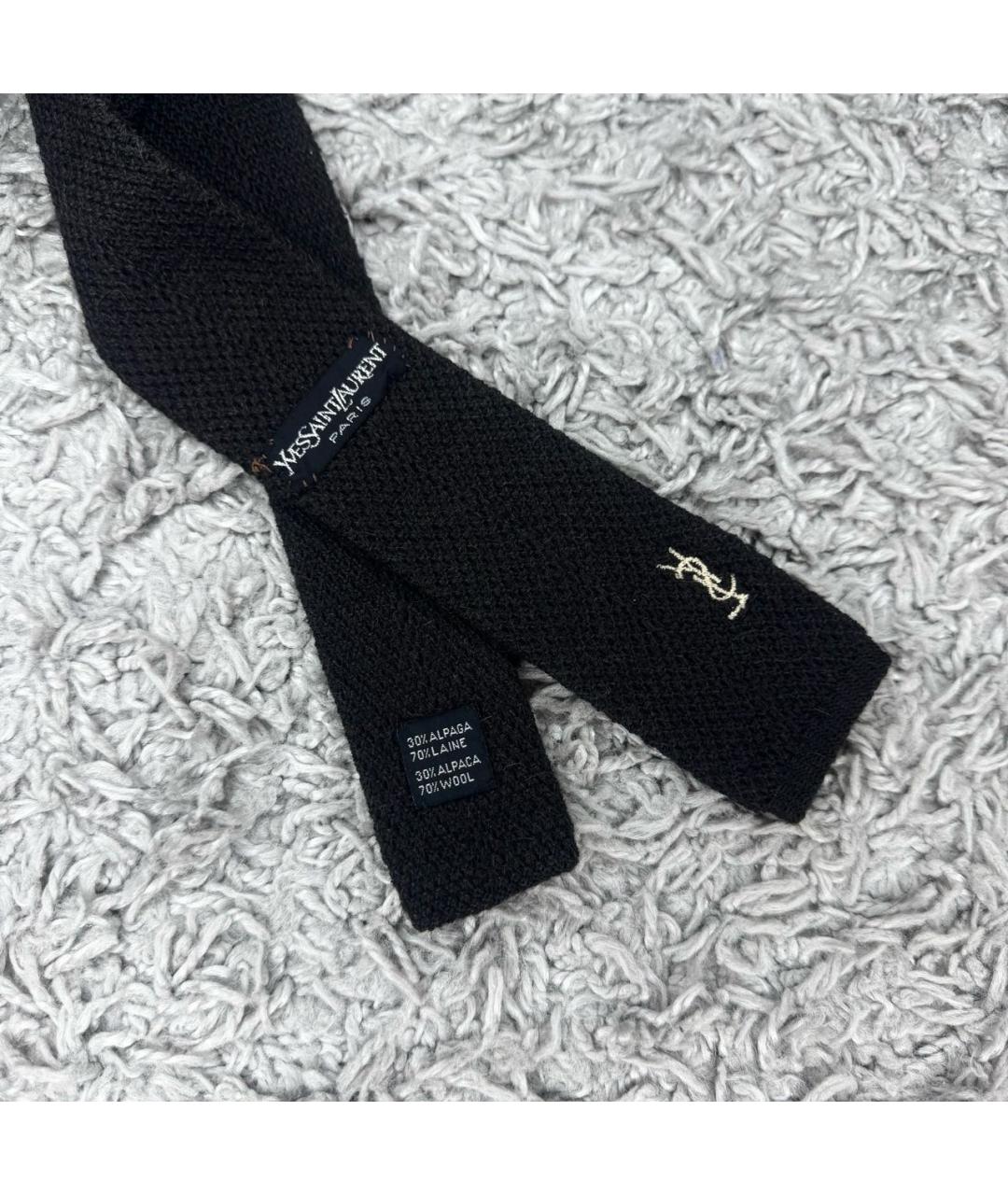 SAINT LAURENT Коричневый шерстяной галстук, фото 2