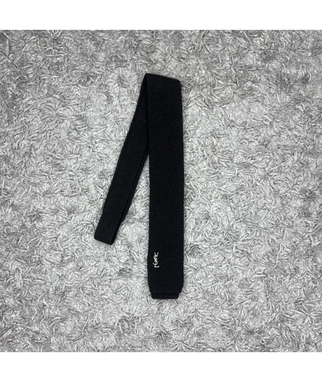 SAINT LAURENT Коричневый шерстяной галстук, фото 3