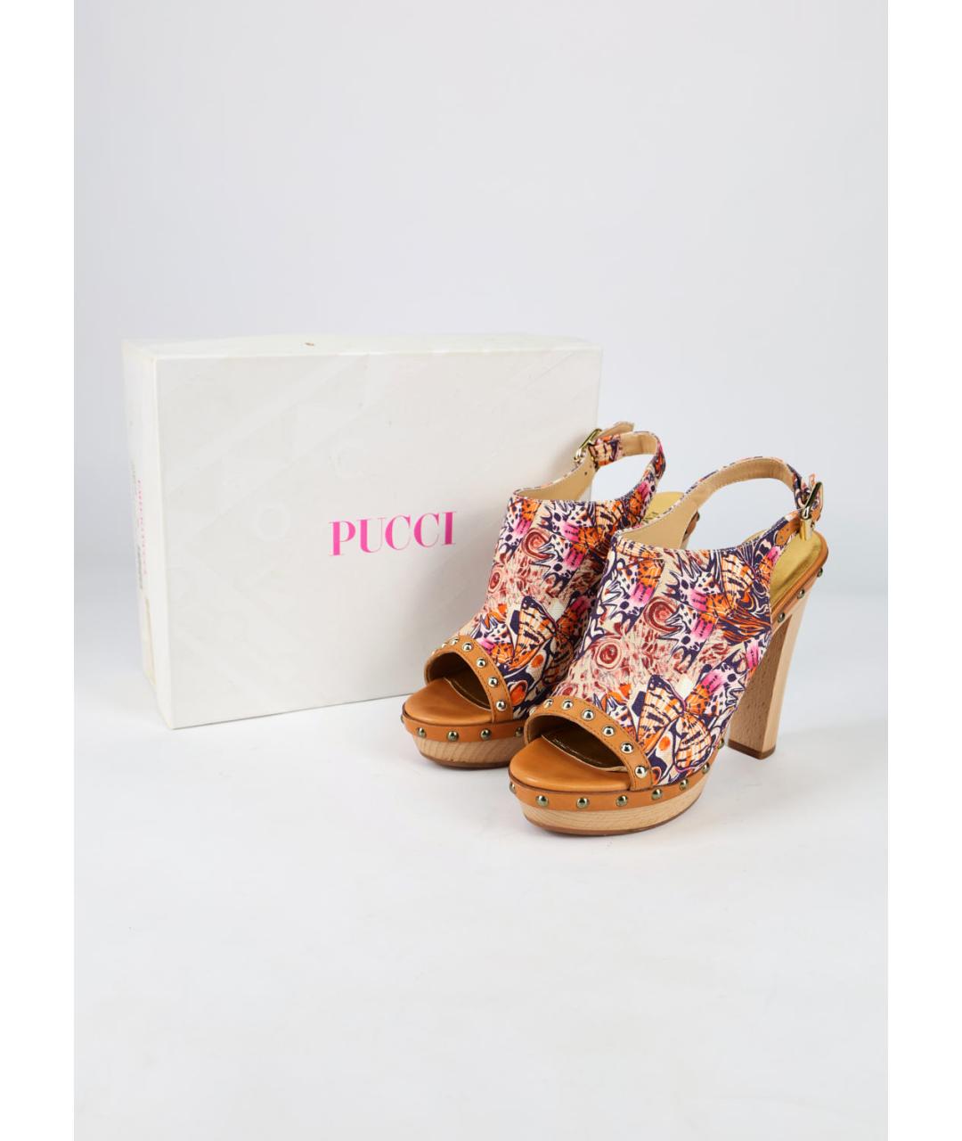 EMILIO PUCCI Мульти текстильные босоножки, фото 6