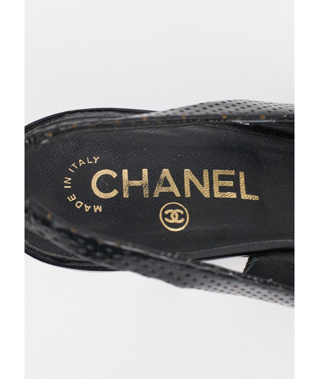 CHANEL Черные кожаные босоножки, фото 3