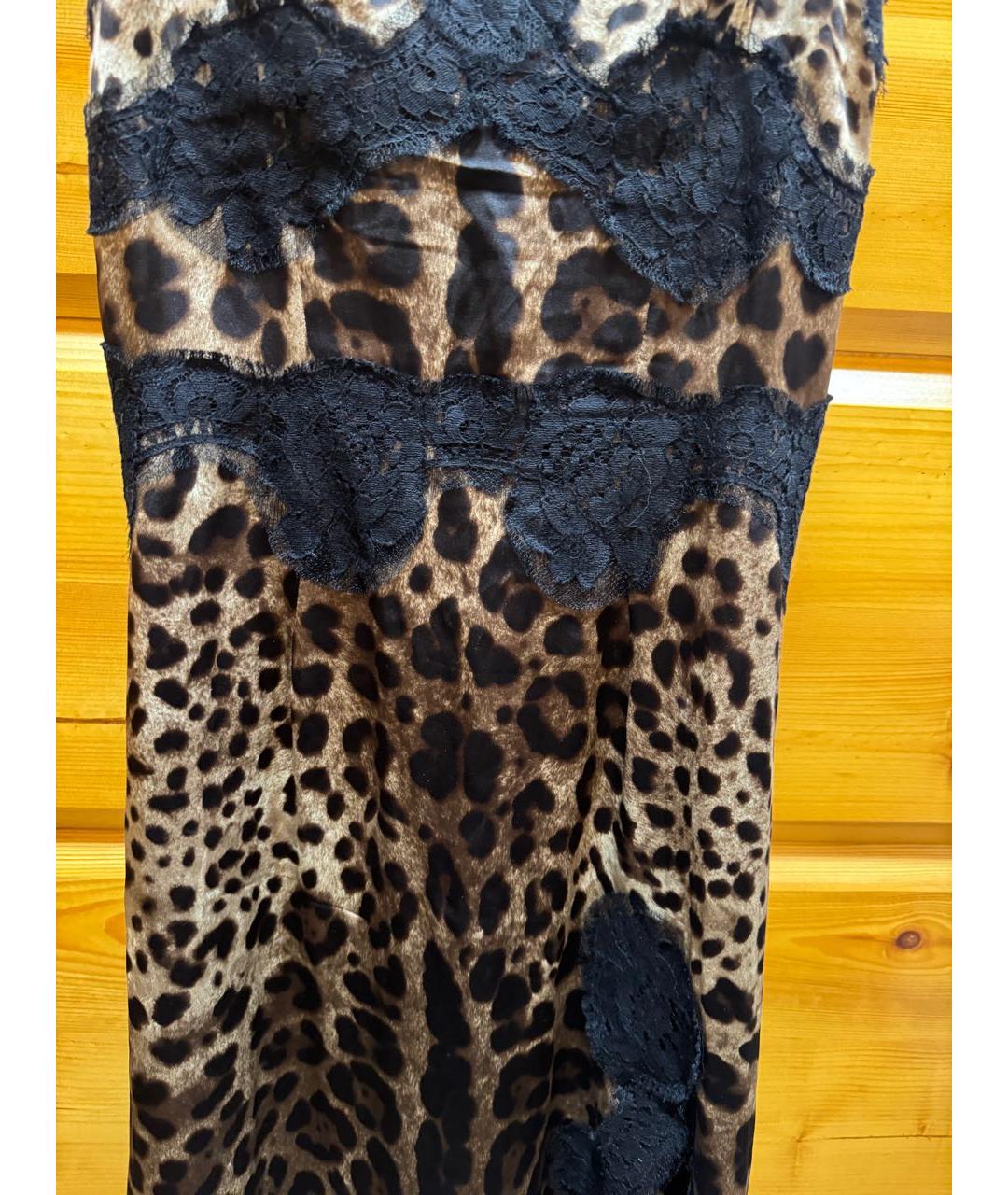 DOLCE&GABBANA Коричневое шелковое повседневное платье, фото 4