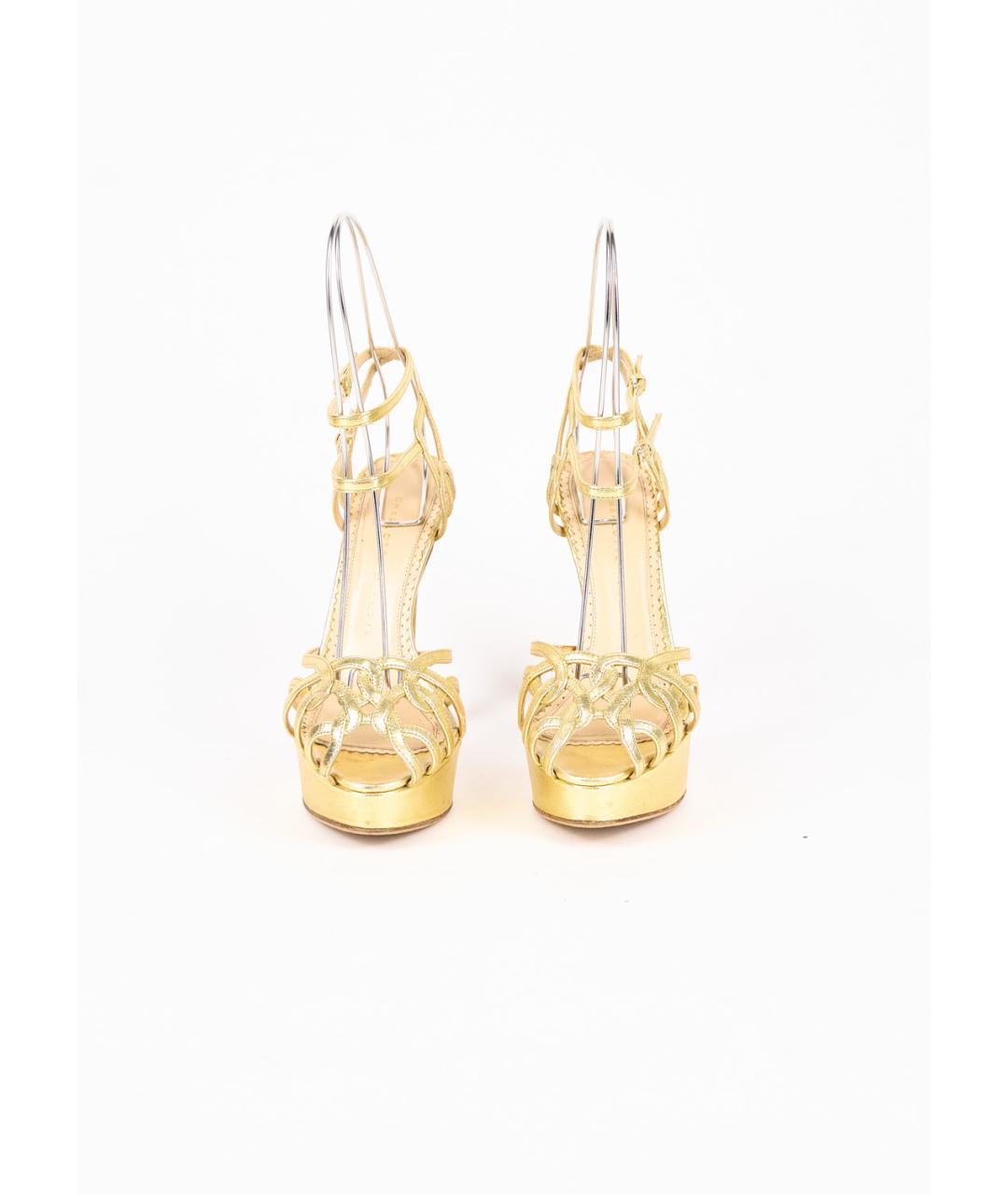 CHARLOTTE OLYMPIA Золотые кожаные босоножки, фото 2