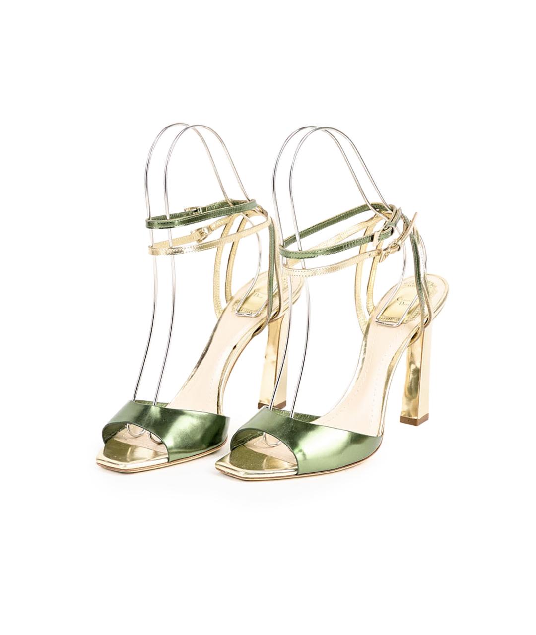CHRISTIAN DIOR Зеленые кожаные босоножки, фото 5