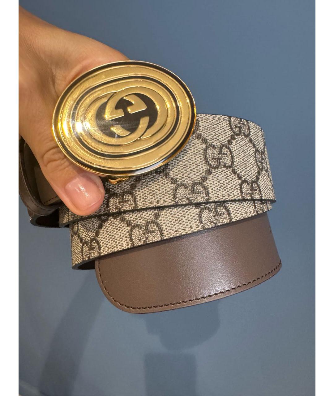 GUCCI Бежевый кожаный ремень, фото 6