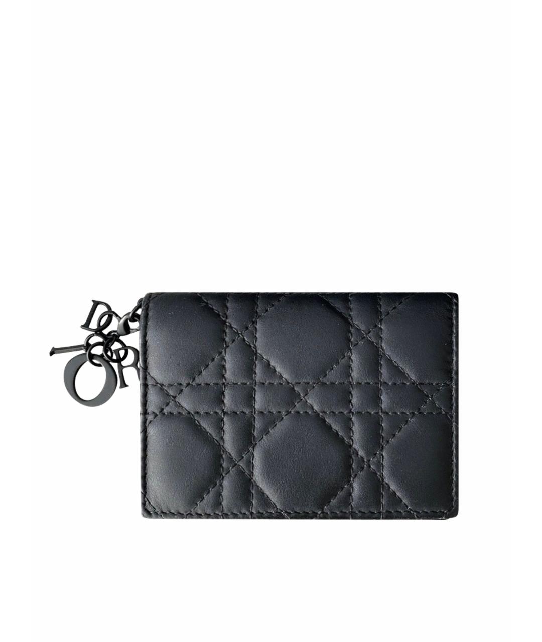 CHRISTIAN DIOR Черный кожаный кошелек, фото 1