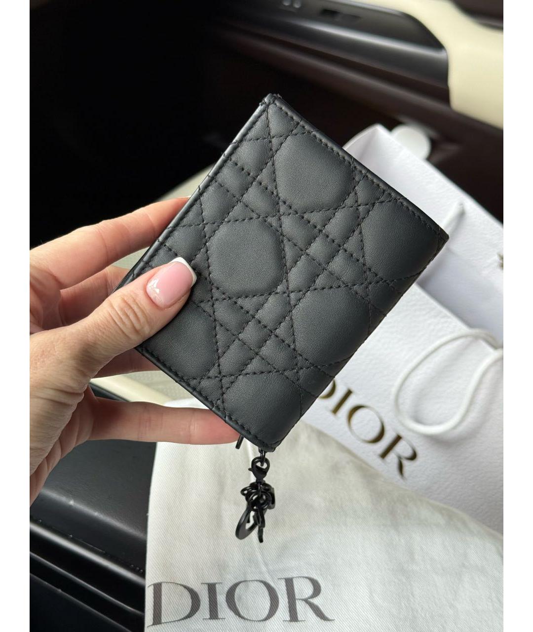 CHRISTIAN DIOR Черный кожаный кошелек, фото 2