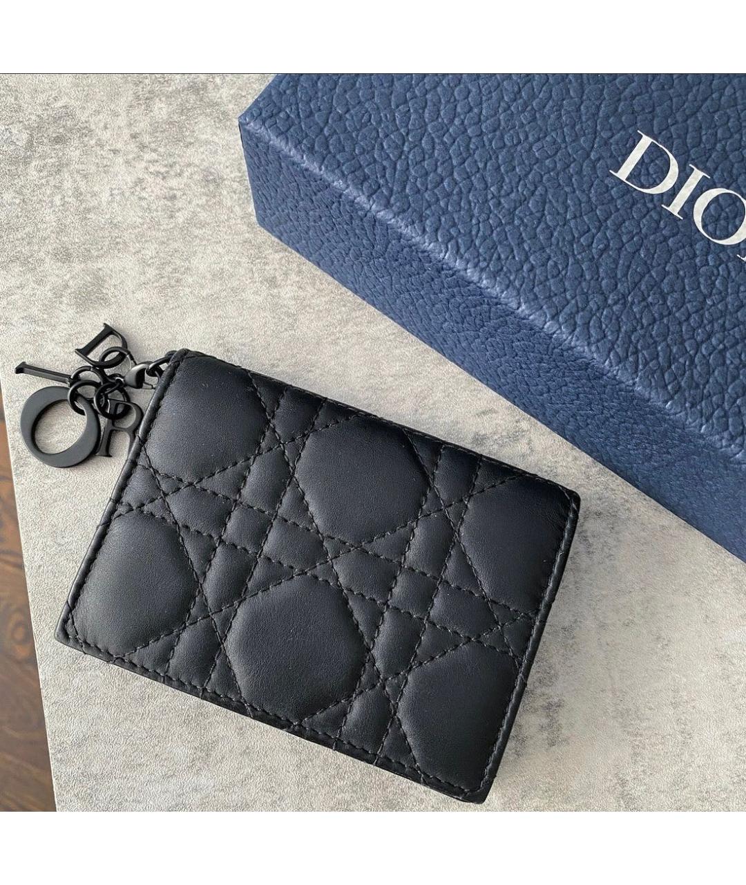 CHRISTIAN DIOR Черный кожаный кошелек, фото 4