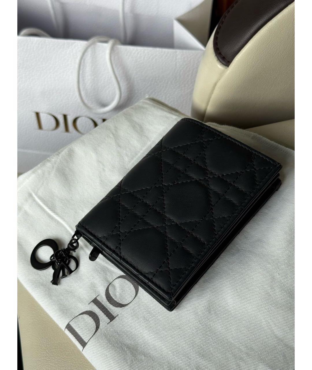 CHRISTIAN DIOR Черный кожаный кошелек, фото 3