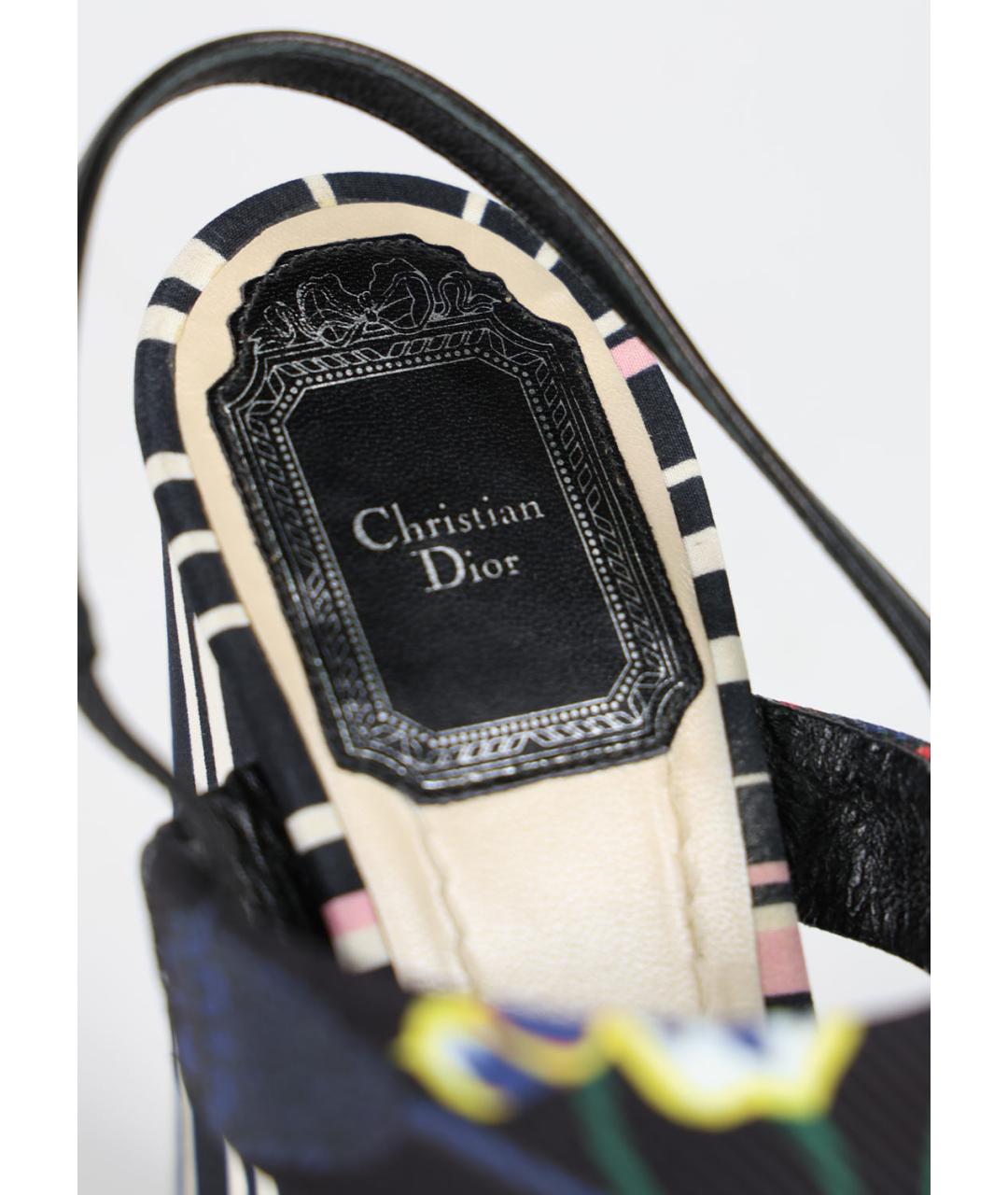 CHRISTIAN DIOR Мульти текстильные босоножки, фото 3