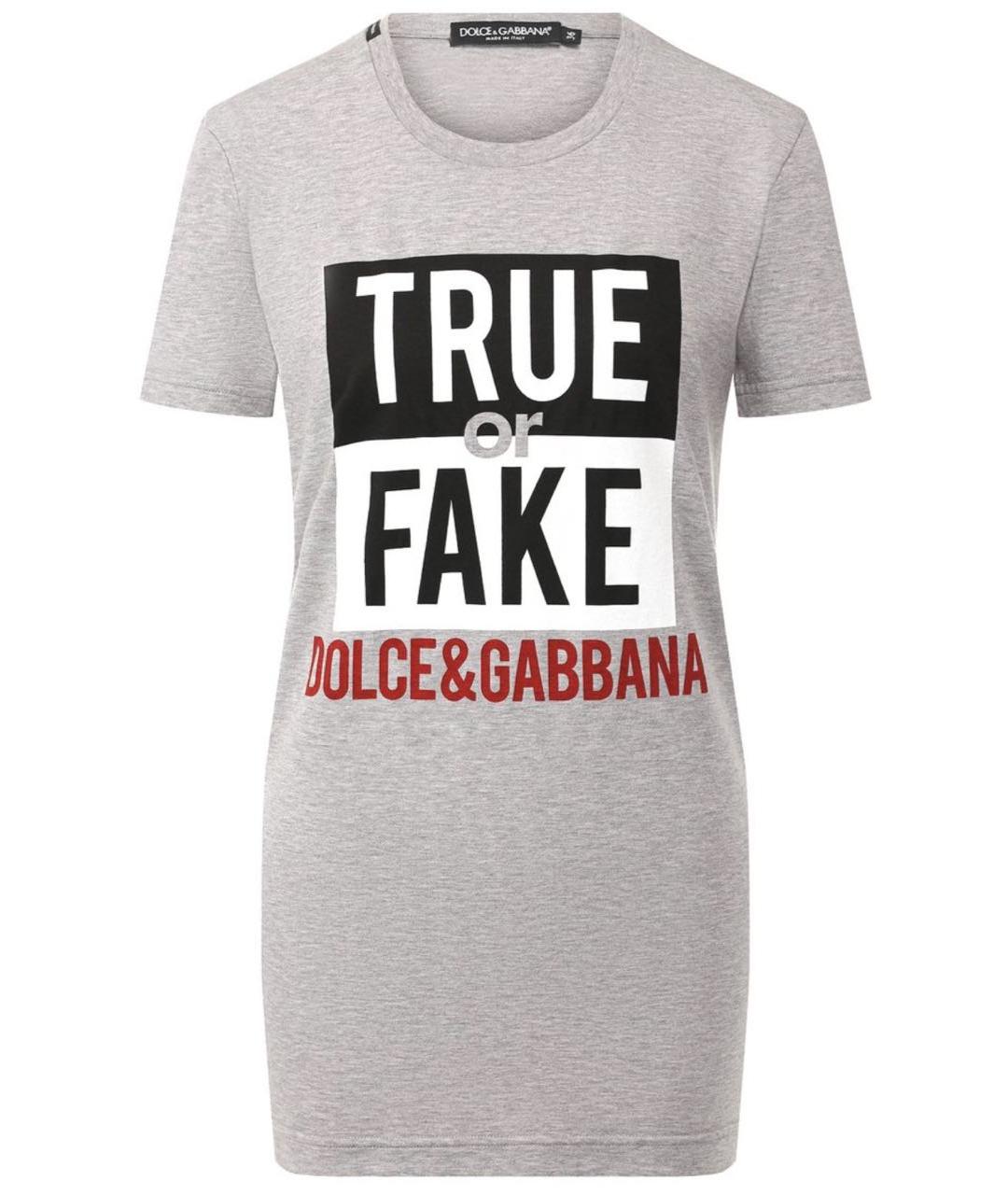 DOLCE&GABBANA Серая хлопковая футболка, фото 1