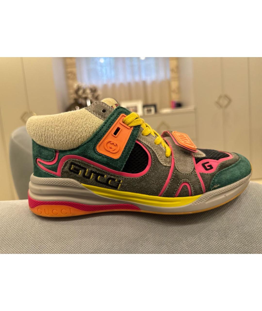 GUCCI Мульти замшевые высокие кроссовки / кеды, фото 5