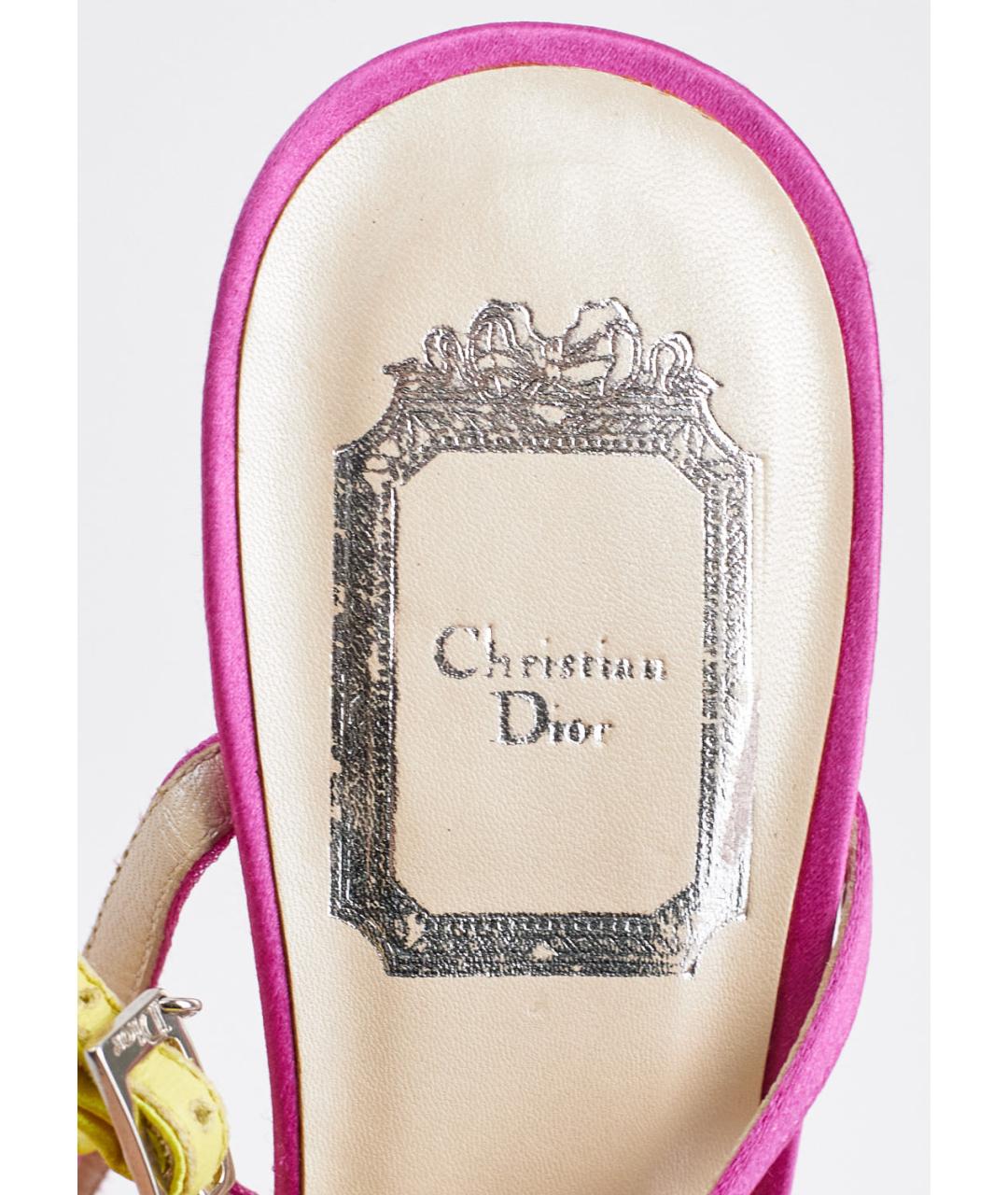 CHRISTIAN DIOR Розовые текстильные босоножки, фото 3