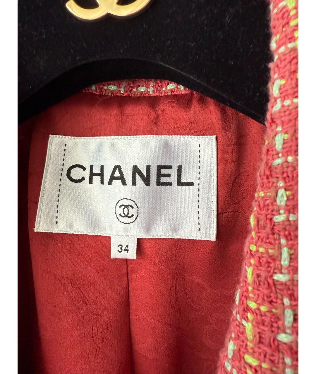 CHANEL Коралловый твидовый жакет/пиджак, фото 3