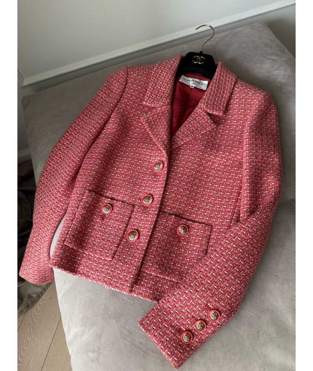 CHANEL Коралловый твидовый жакет/пиджак, фото 2
