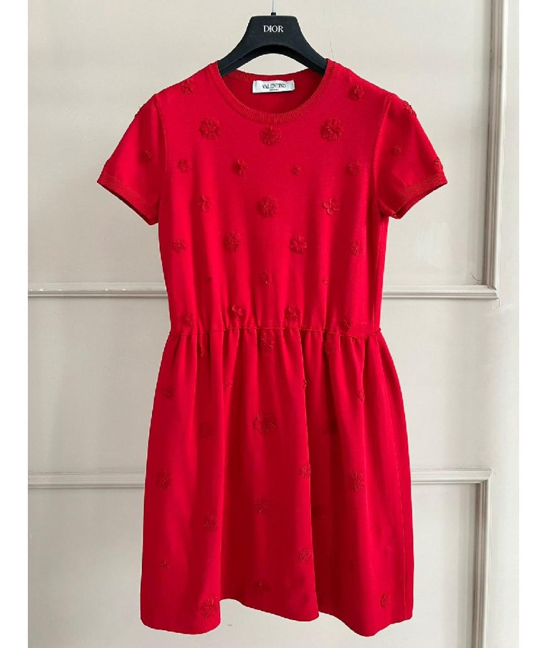 VALENTINO Красное шелковое повседневное платье, фото 10