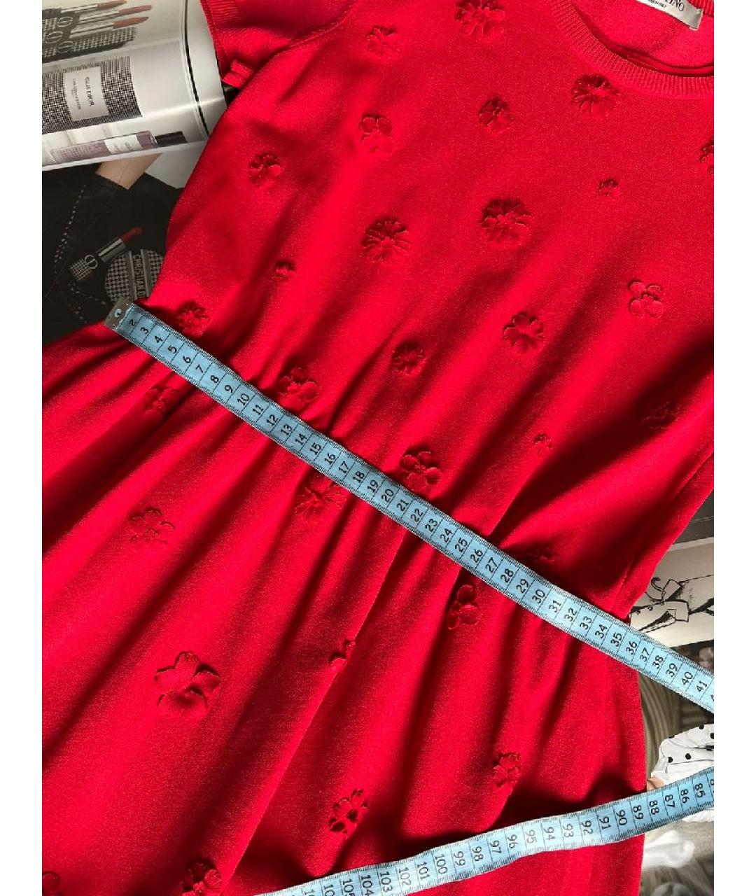 VALENTINO Красное шелковое повседневное платье, фото 9