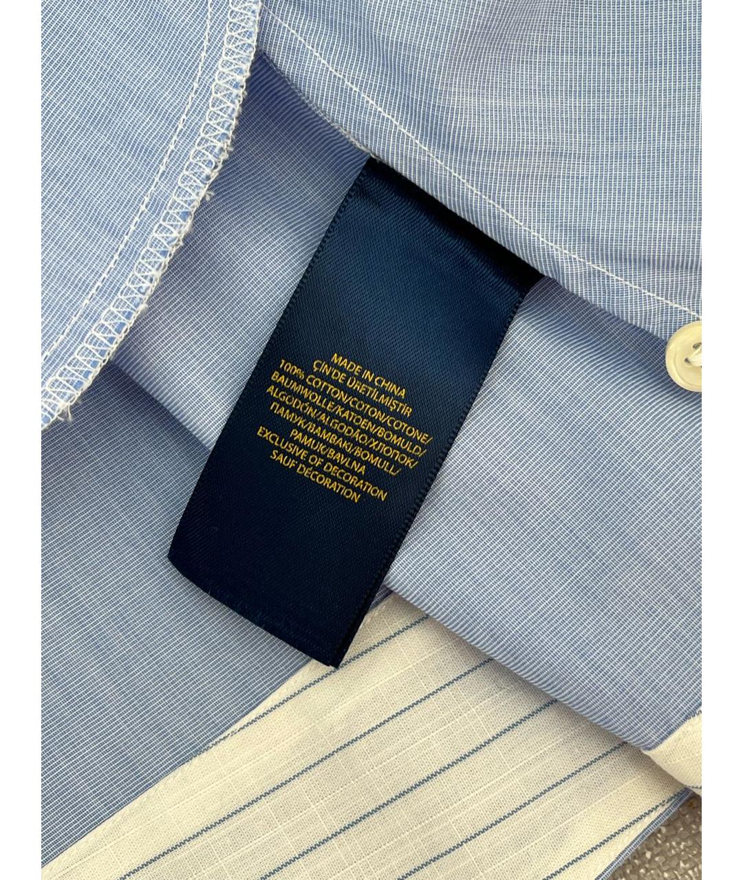 POLO RALPH LAUREN Голубое хлопковое повседневное платье, фото 6