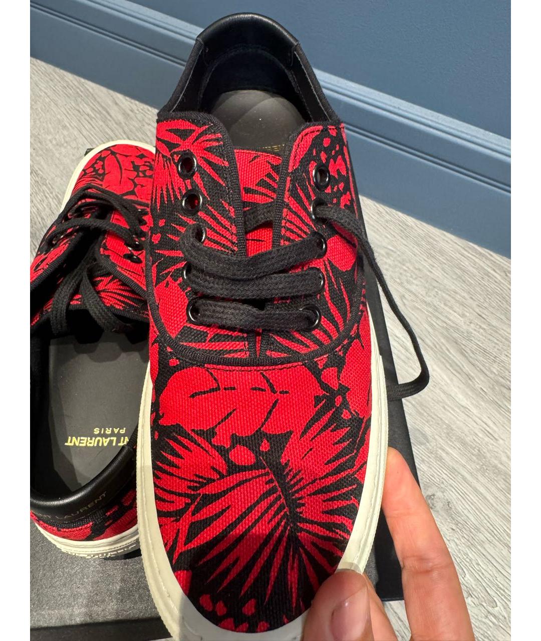 SAINT LAURENT Красные текстильные кеды, фото 5