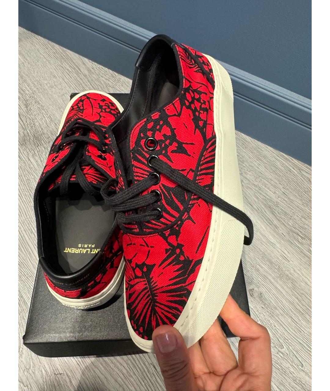 SAINT LAURENT Красные текстильные кеды, фото 4