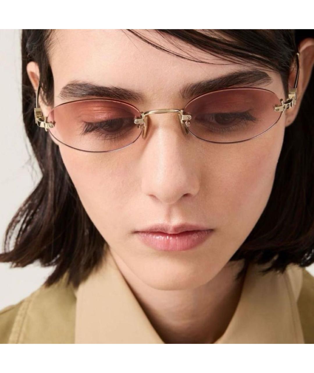 MIU MIU Розовые металлические солнцезащитные очки, фото 5
