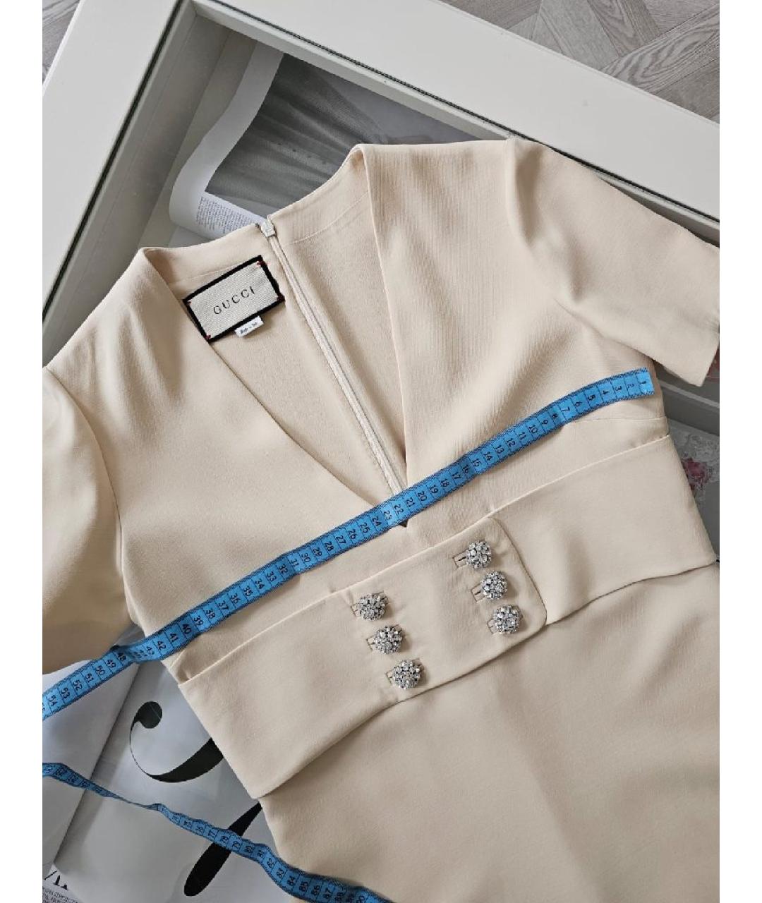 GUCCI Бежевое шелковое коктейльное платье, фото 6