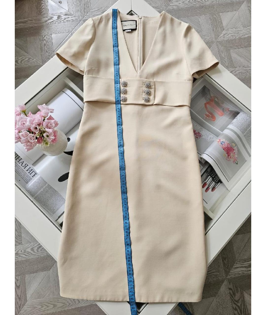 GUCCI Бежевое шелковое коктейльное платье, фото 5