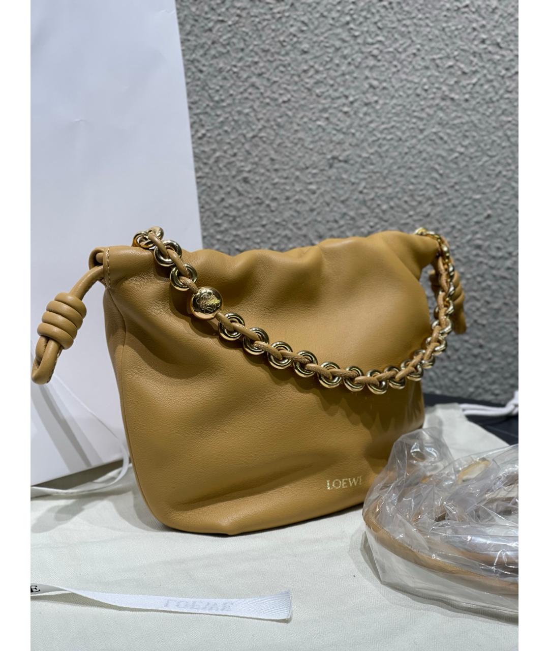 LOEWE Желтая кожаная сумка тоут, фото 3