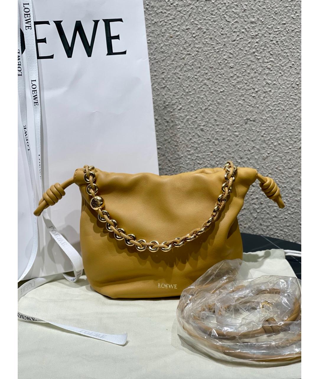 LOEWE Желтая кожаная сумка тоут, фото 10