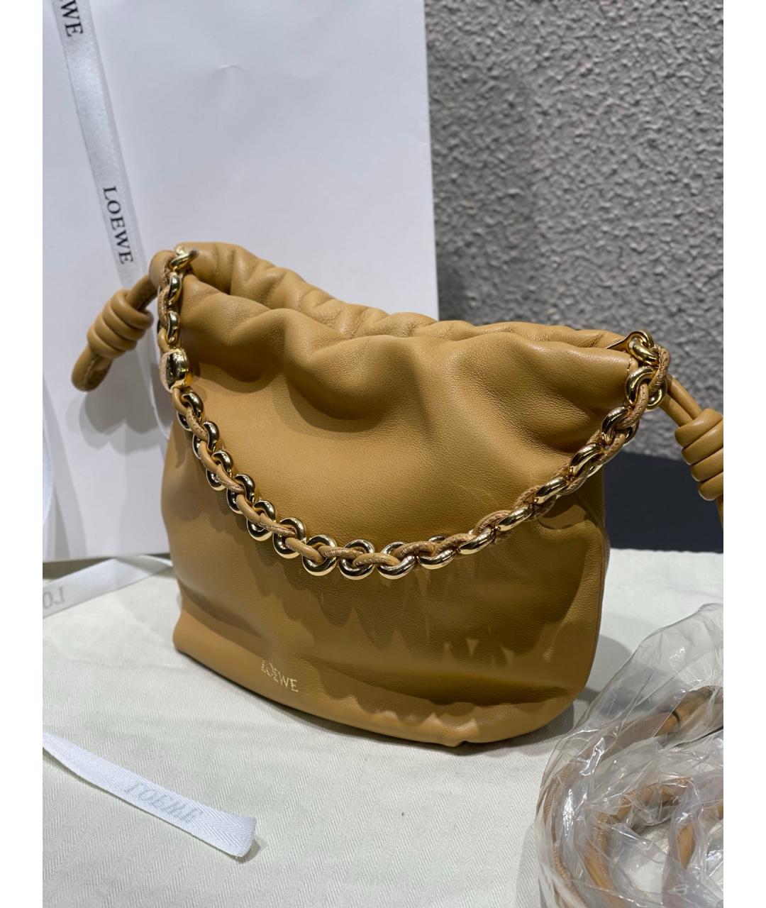 LOEWE Желтая кожаная сумка тоут, фото 4