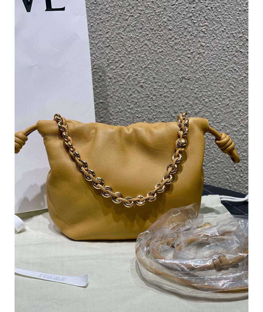 LOEWE Желтая кожаная сумка тоут, фото 2