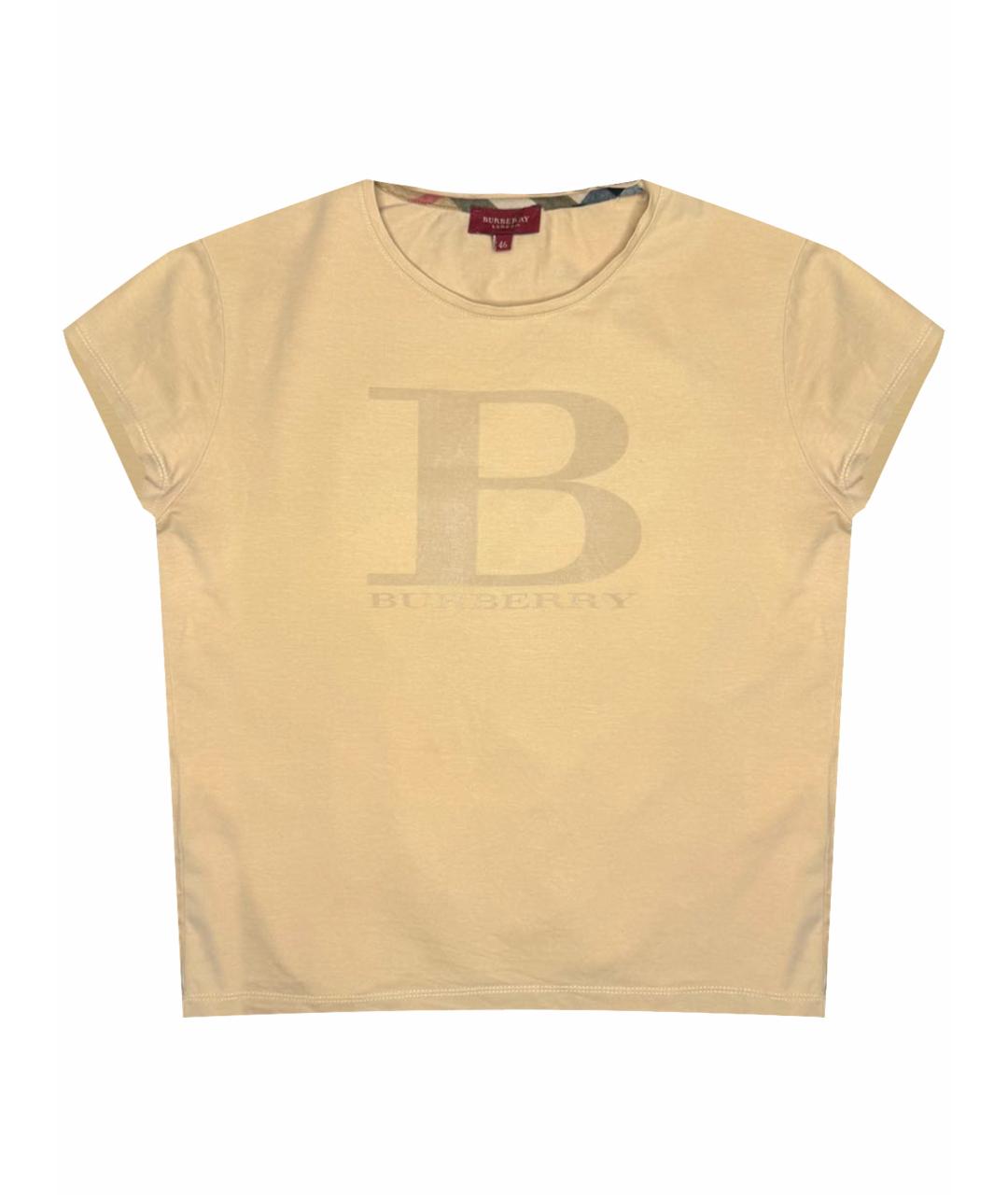 BURBERRY Бежевая хлопковая футболка, фото 1