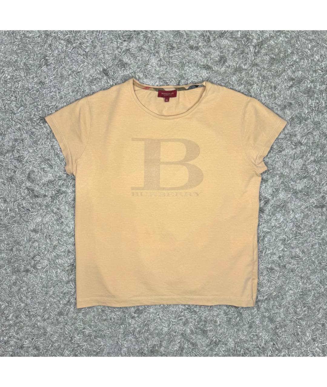 BURBERRY Бежевая хлопковая футболка, фото 5