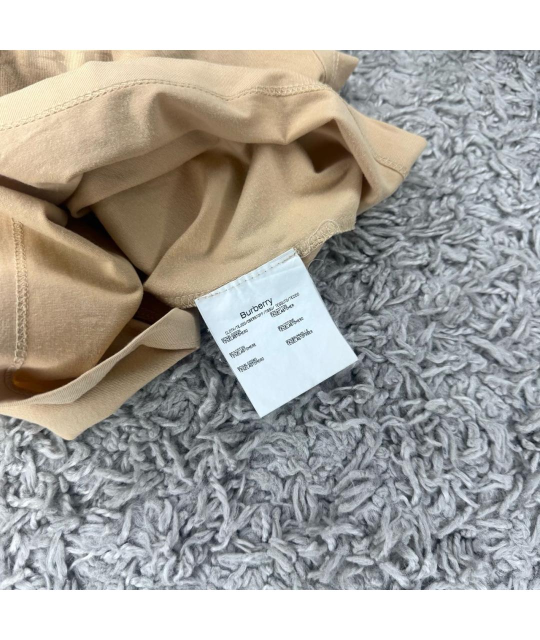 BURBERRY Бежевая хлопковая футболка, фото 3