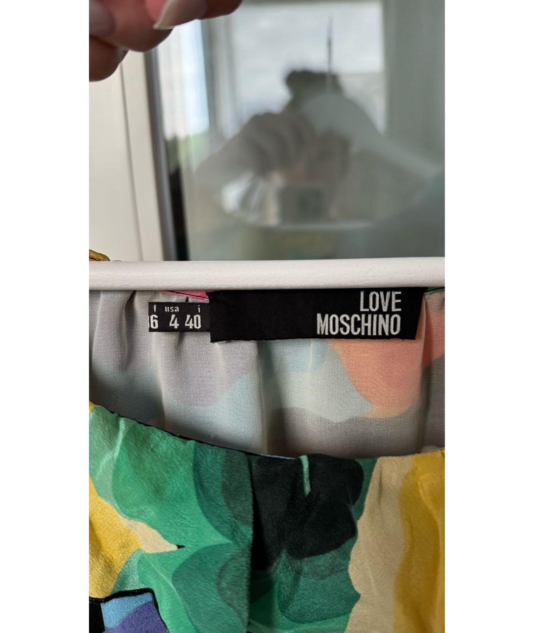 LOVE MOSCHINO Мульти шелковое платье, фото 3