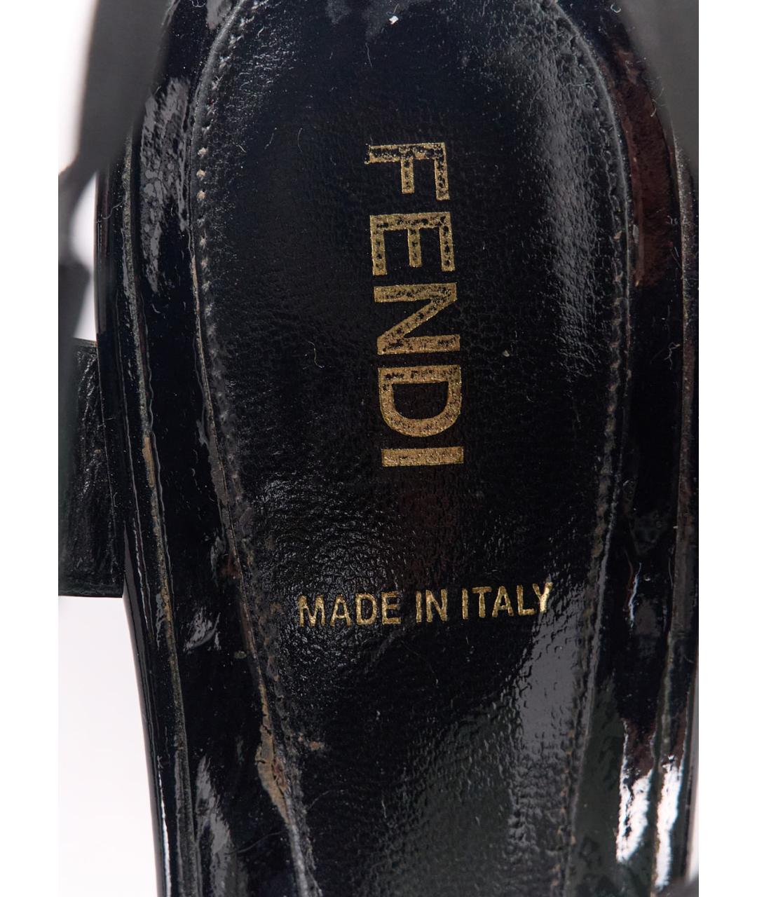 FENDI Черные кожаные босоножки, фото 5